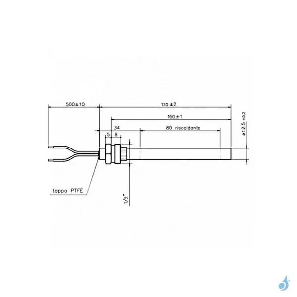 Bougie D'allumage Avec Raccord Fileté 1/2" 350W Ø12.5mm Longueur 170mm Ref 14701030 – Image 2