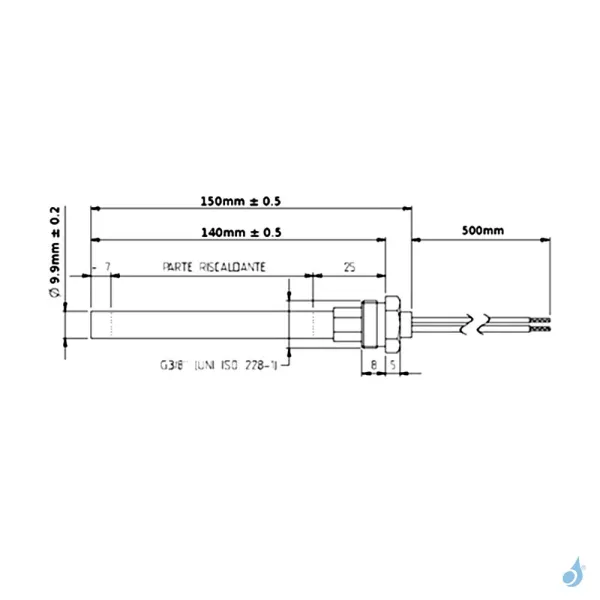 Bougie D'allumage Avec Raccord Fileté 3/8" 280W Ø9.9mm Longueur 150mm Ref 14701023 – Image 2
