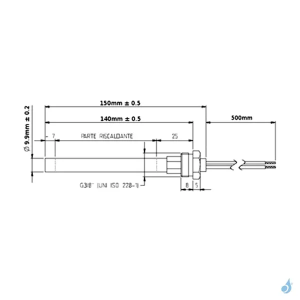 Bougie D'allumage Avec Raccord Fileté 3/8" 300W Ø9.9mm Longueur 150mm Ref 14701005 – Image 2