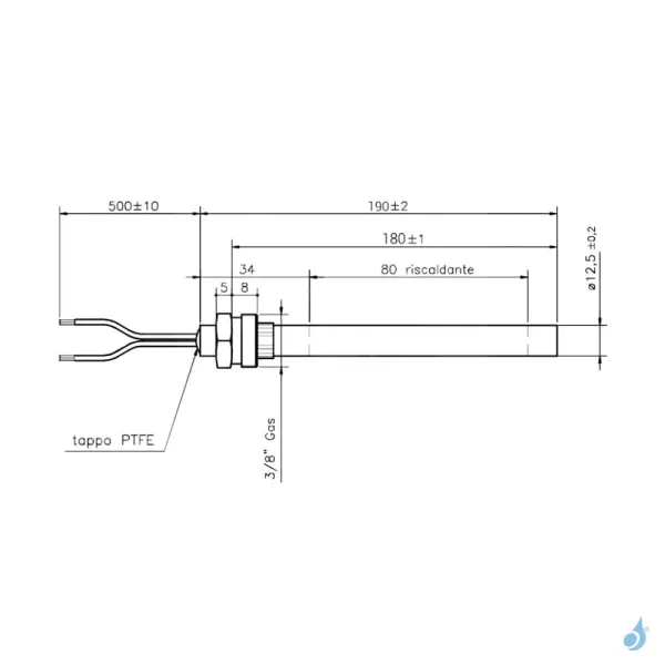 Bougie D'allumage Avec Raccord Fileté 3/8" 350W Ø12.5mm Longueur 190mm Ref 14701011 – Image 2