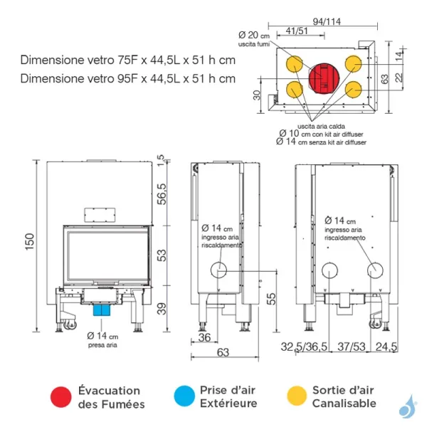 Cheminée à Bois D'angle EDILKAMIN Windo2 75 Evo Puissance 15kW Sortie Fumée Supérieure Ø20 Cm – Image 2