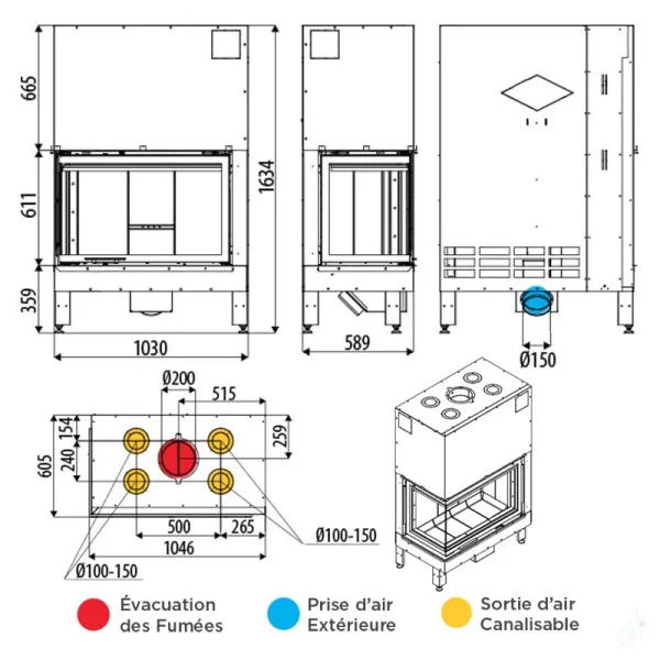 Cheminée à Bois D'angle MCZ Plasma 95 DX/SX Wood Puissance 14.8kW Sortie Fumée Supérieure Ø20 Cm – Image 2
