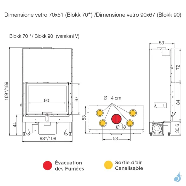 Cheminée à Bois EDILKAMIN Blokk 90 Evo Puissance 17.5kW Convection Naturelle Version N Sortie Fumée Supérieure Ø18 Cm – Image 2