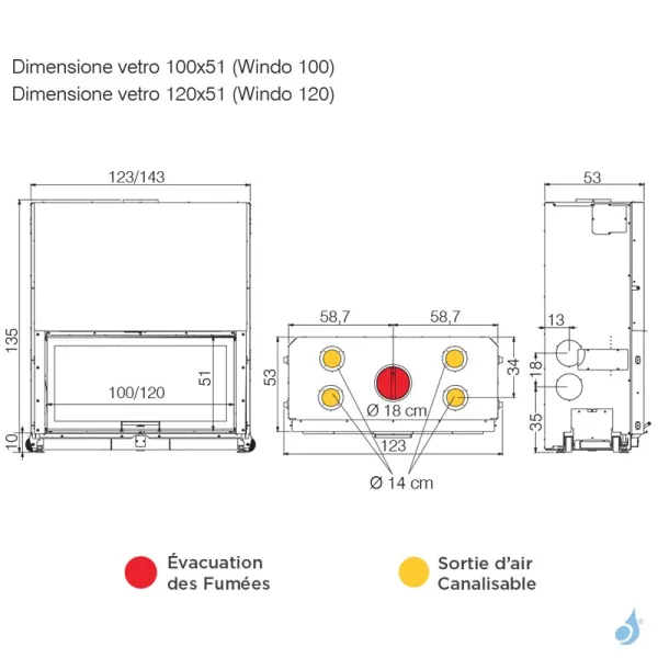 Cheminée à Bois EDILKAMIN Windo 100 Puissance 18kW Sortie Fumée Supérieure Ø18 Cm – Image 2