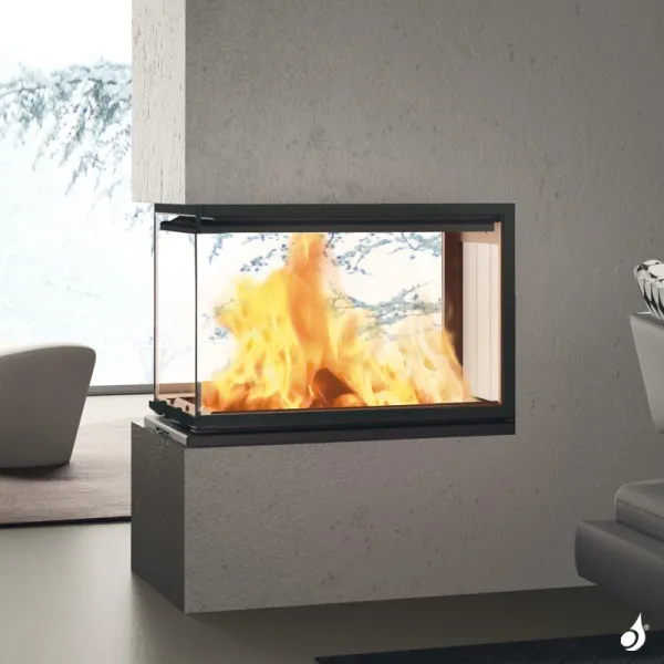 Cheminée à Bois EDILKAMIN Windo3 50 Vitre Sur Trois Côtés Puissance 13.2kW Sortie Fumée Supérieure Ø20 Cm – Image 3