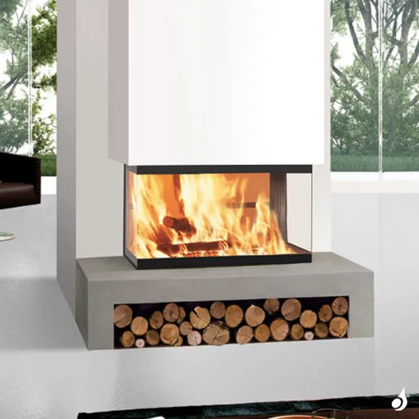 Cheminée à Bois EDILKAMIN Windo3 85 Evo Vitre Sur Trois Côtés Puissance 15kW Sortie Fumée Supérieure Ø20 Cm – Image 3