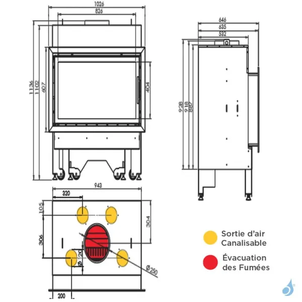 Cheminée à Bois Lacunza Inca 100 V CV Puissance 15.5kW Avec Ventilateur Sortie Fumée Ø25 Cm – Image 3