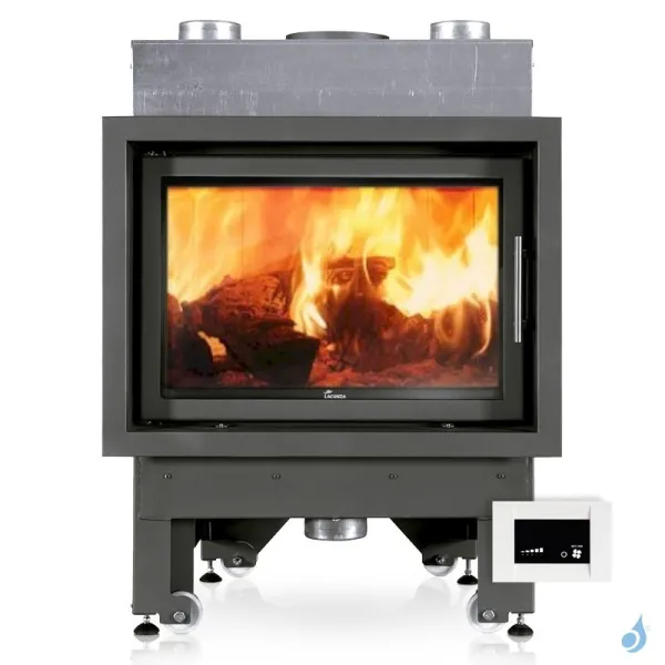 Cheminée à Bois Lacunza Inca 80 V CV Puissance 15.0kW Avec Ventilateur Sortie Fumée Ø20 Cm