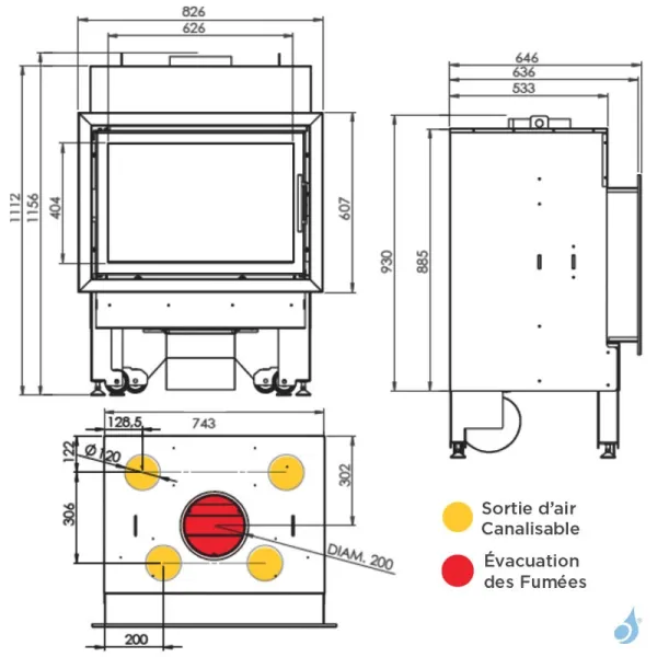 Cheminée à Bois Lacunza Inca 80 V Puissance 15.0kW Convection Naturelle Sortie Fumée Ø20 Cm – Image 3