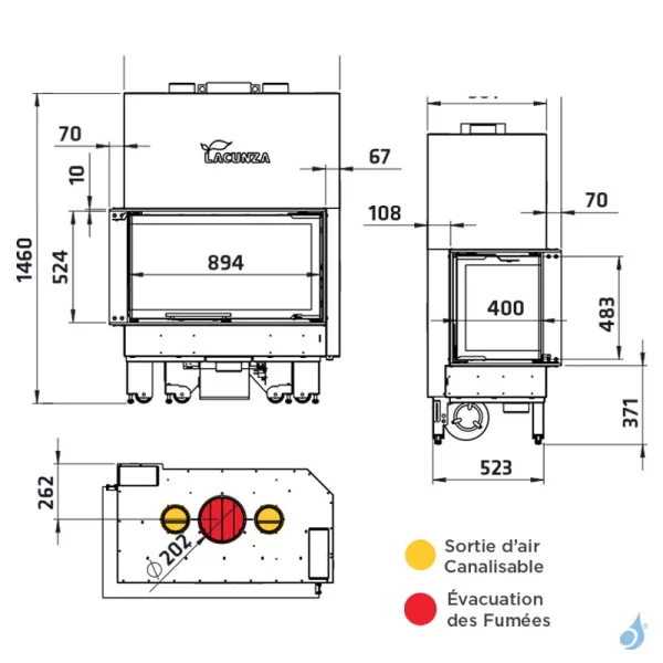 Cheminée à Bois Lacunza Izaro 100 CLI/CLD CV Puissance 15.5kW Avec Ventilateur Sortie Fumée Ø20 Cm – Image 3