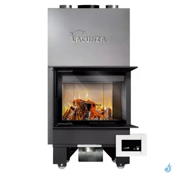 Cheminée à Bois Lacunza Izaro 60 CLI/CLD CV Puissance 9kW Avec Ventilateur Sortie Fumée Ø15 Cm