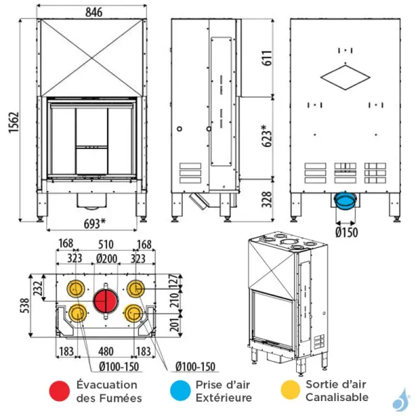 Cheminée à Bois MCZ Plasma 75 Wood Puissance 12.5kW Sortie Fumée Supérieure Ø20 Cm – Image 2