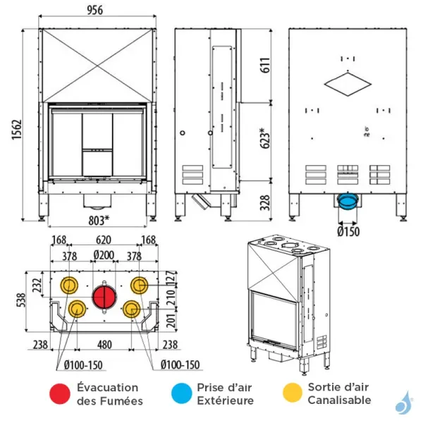 Cheminée à Bois MCZ Plasma 85 Wood Puissance 13.3kW Sortie Fumée Supérieure Ø20 Cm – Image 2