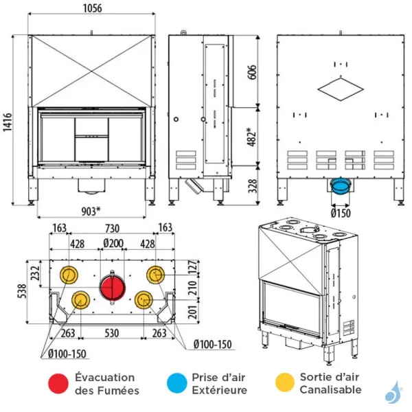 Cheminée à Bois MCZ Plasma 95 Wood Puissance 13.3kW Sortie Fumée Supérieure Ø20 Cm – Image 2