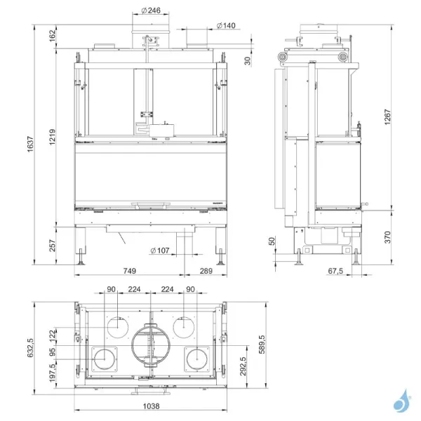 Cheminée à Bois Palazzetti Ecomonoblocco EM 16:9 3D Puissance 20kW A – Image 2