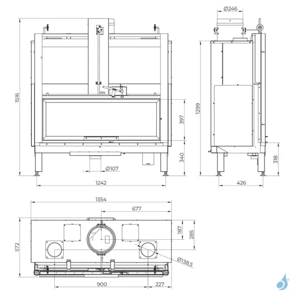 Cheminée à Bois Palazzetti Ecomonoblocco MX 25:9 Frontale Puissance 14.1kW A – Image 2