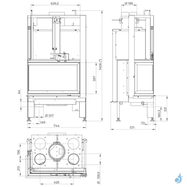 Cheminée à Bois Palazzetti Ecomonoblocco MX 64 Angolo Puissance 11kW A – Image 2
