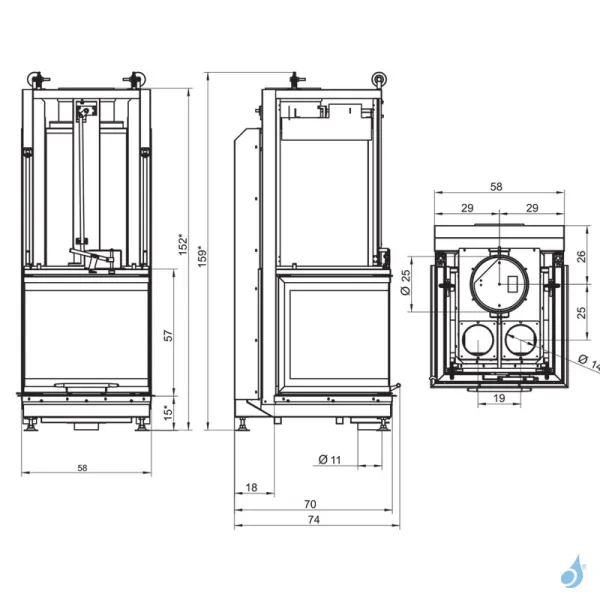 Cheminée à Bois Palazzetti Ecomonoblocco S66 3D Puissance 14.6kW A+ – Image 2