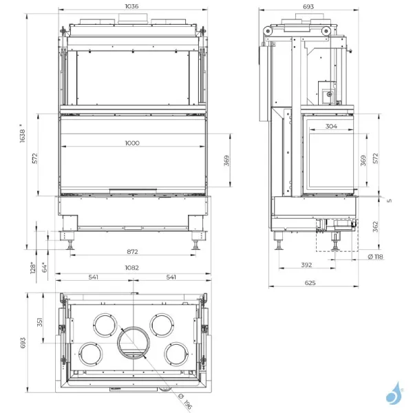 Cheminée à Bois Palazzetti Ecomonoblocco WT 16:9 3D Puissance 12.5kW A+ – Image 2
