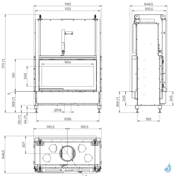 Cheminée à Bois Palazzetti Ecomonoblocco WT 16:9 Bifacciale Puissance 13.5kW A+ – Image 2