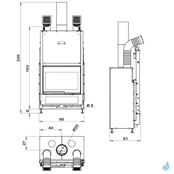 Cheminée à Bois Palazzetti Ecomonoblocco WTX 80 Frontale Puissance 17.8kW Classe Énergétique A+ – Image 2