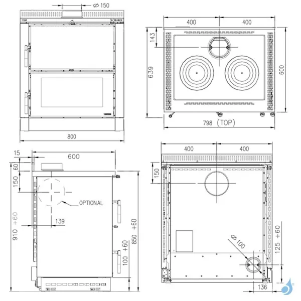 Cuisinière à Bois Encastrable La Nordica Verona XXL VST Puissance 7.0kW Sortie Fumée Supérieure Ou Postérieure – Image 2