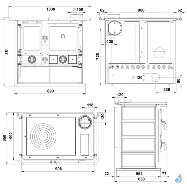 Cuisinière à Bois La Nordica Rosa 5.0 VST Petra Puissance 8.8kW Sortie Fumée Supérieure Droite – Image 2