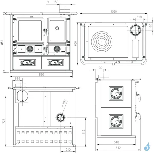 Cuisinière à Bois La Nordica Rosa Reverse VST Puissance 8.2kW Sortie Fumée Supérieure Droite – Image 2