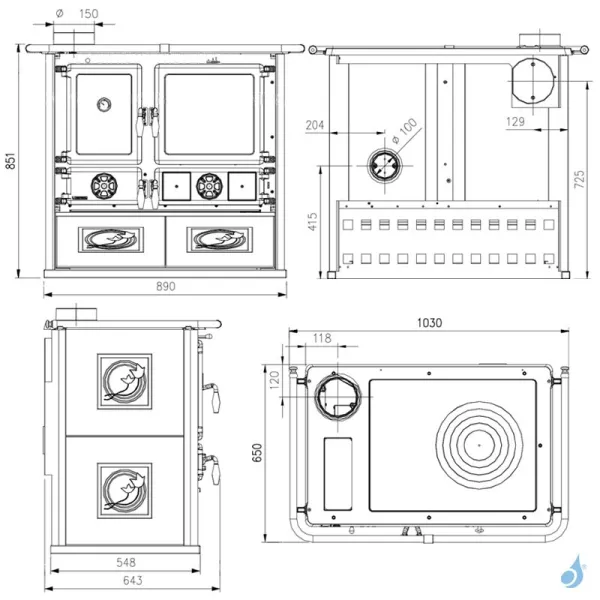Cuisinière à Bois La Nordica Rosa Sinistra Reverse VST Puissance 8.2kW Sortie Fumée Supérieure Gauche – Image 2