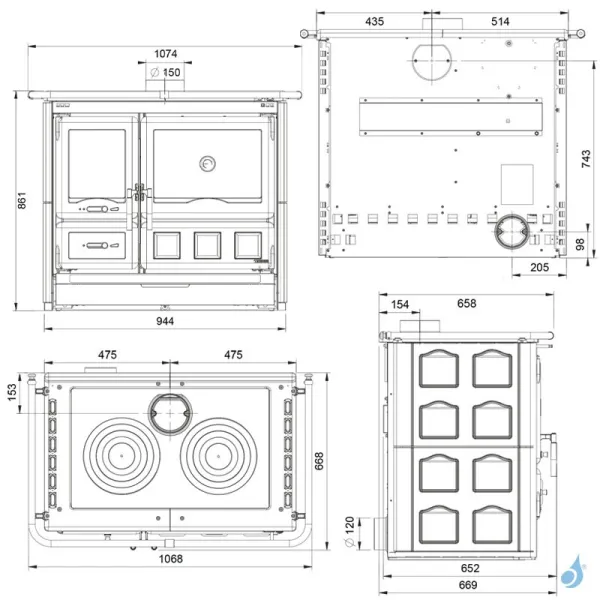 Cuisinière à Bois La Nordica Rosa XXL 5.0 VST Maiolica Puissance 11kW Sortie Fumée Supérieure – Image 2
