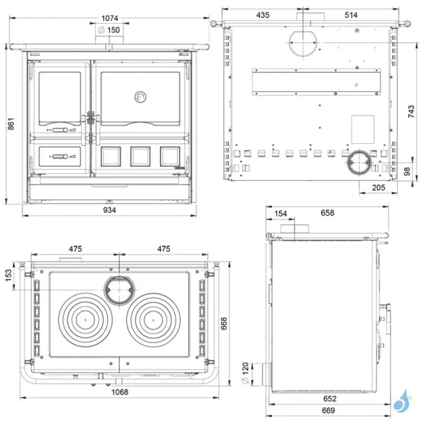 Cuisinière à Bois La Nordica Rosa XXL 5.0 VST Steel Puissance 11kW Sortie Fumée Supérieure – Image 2