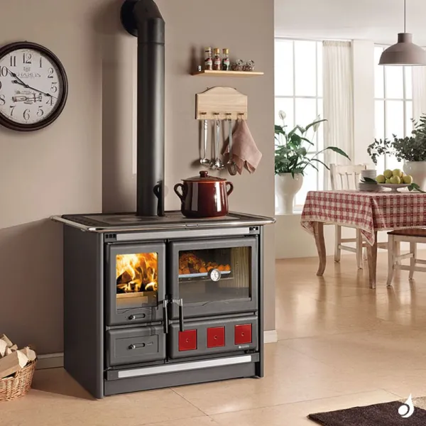 Cuisinière à Bois La Nordica Rosa XXL 5.0 VST Steel Puissance 11kW Sortie Fumée Supérieure – Image 5