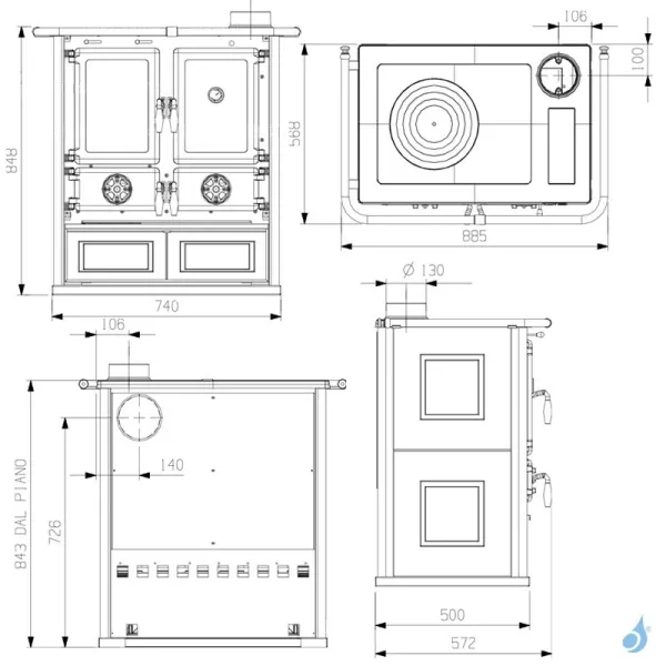 Cuisinière à Bois La Nordica Rosetta 5.0 VST Puissance 7.9kW Sortie Fumée Supérieure Droite – Image 2