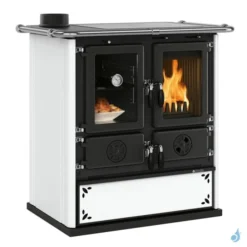 Cuisinière à Bois La Nordica Rosetta Sinistra 5.0 VST Steel Puissance 7.9kW Sortie Fumée Supérieure Gauche