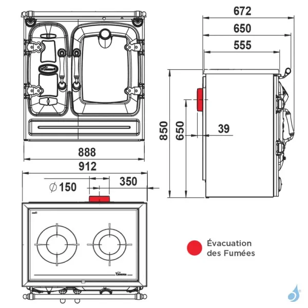 Cuisinière à Bois Lacunza Clásica 7T EV Puissance 11kW Top En Vitrocéramique Sortie Fumée Postérieure Ø15 Cm – Image 5