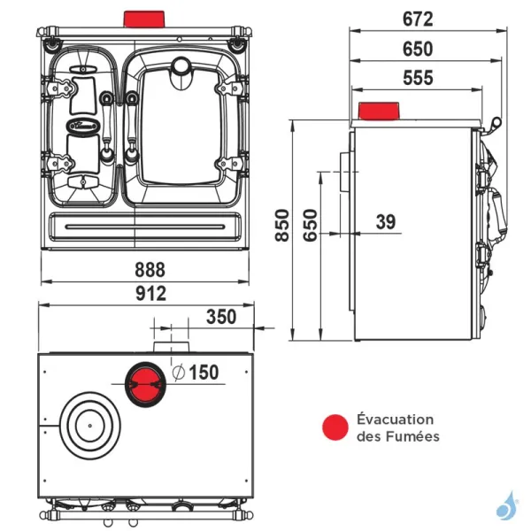 Cuisinière à Bois Lacunza Clásica 7T SHSup Puissance 11kW Top En Fonte Sortie Fumée Supérieure Ø15 Cm – Image 4