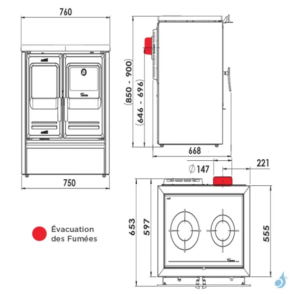 Cuisinière à Bois Lacunza Etna 5T EV Top En Vitrocéramique Puissance 8kW Sortie Fumée Postérieure Ø15 Cm – Image 2