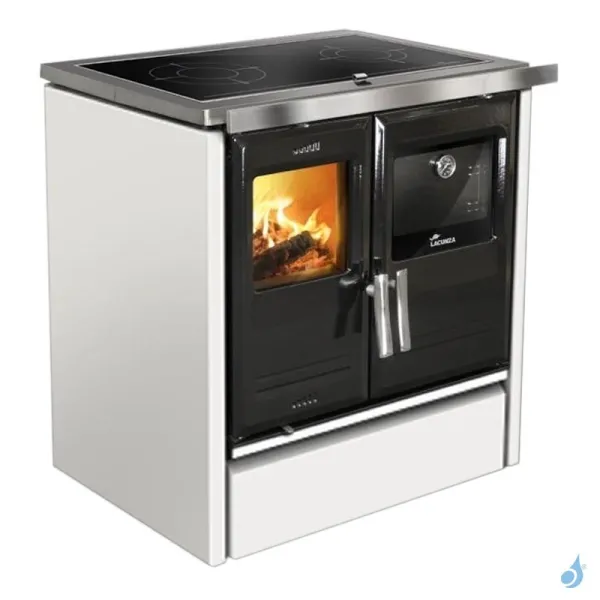 Cuisinière à Bois Lacunza Etna 5T EV Top En Vitrocéramique Puissance 8kW Sortie Fumée Postérieure Ø15 Cm