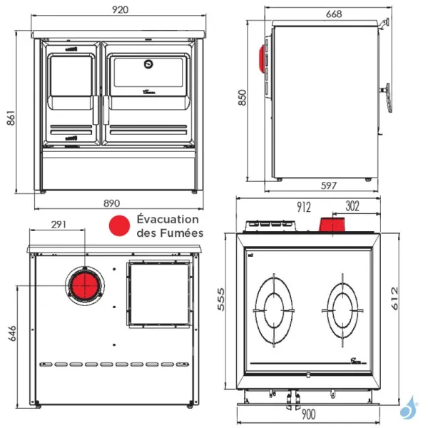 Cuisinière à Bois Lacunza Etna 7T EV Top En Vitrocéramique Puissance 9kW Sortie Fumée Postérieure Ø15 Cm – Image 2