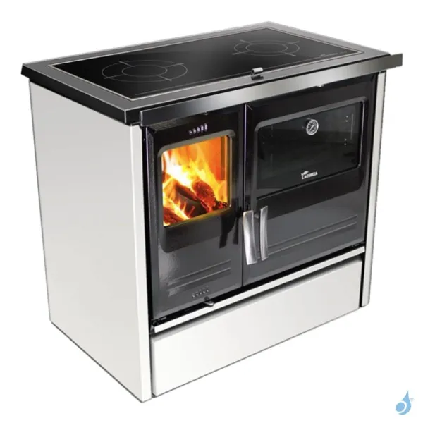 Cuisinière à Bois Lacunza Etna 7T EV Top En Vitrocéramique Puissance 9kW Sortie Fumée Postérieure Ø15 Cm