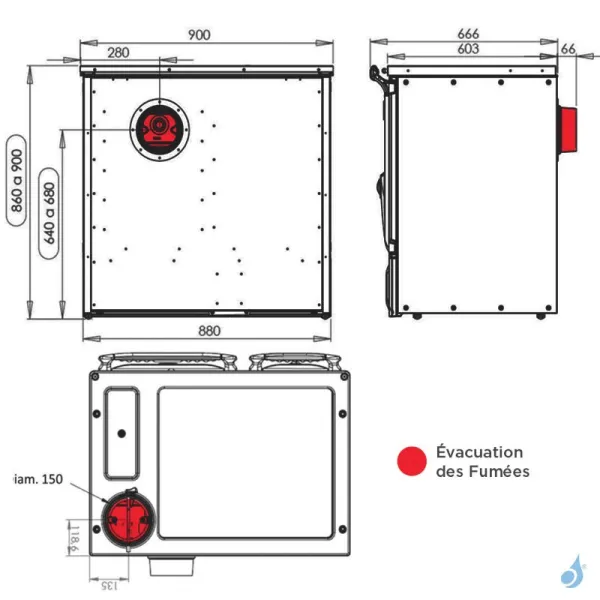 Cuisinière à Bois Lacunza Vulcano 7T EE Puissance 10kW Top En Fonte Sortie Fumée Supérieure Ou Postérieure Ø15 Cm – Image 3
