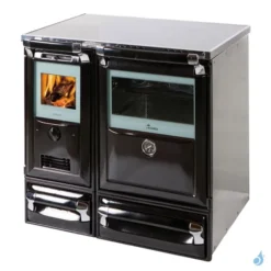 Cuisinière à Bois Lacunza Vulcano 7T SV Puissance 10kW Top En Vitrocéramique Sortie Fumée Postérieure Ø15 Cm