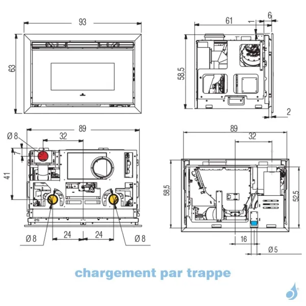 Foyer à Granulés Canalisable EDILKAMIN Pellkamin 12 Evo Puissance 12.7kW Sortie Fumée Supérieure Ø8 Cm – Image 3