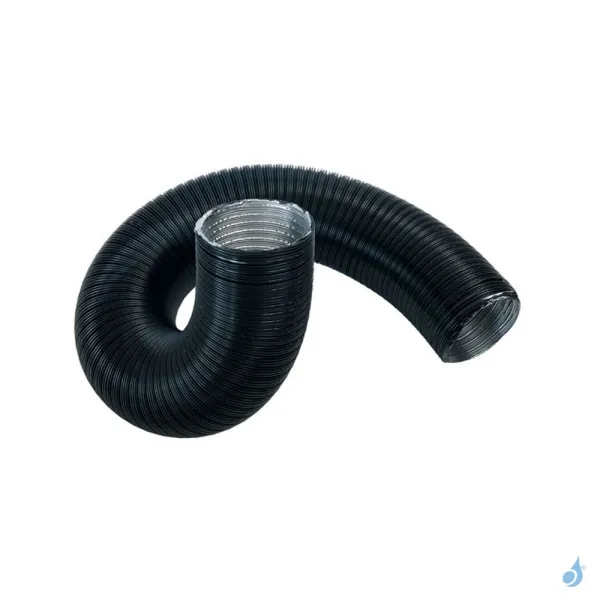 Gaine Flexible ALU Noir Extensible Ø60 à Ø100 Mm Longueur 1ml