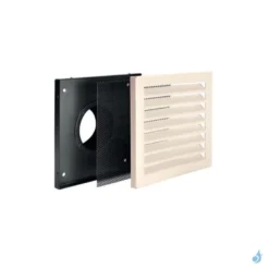 Grille D'aération Extérieure Alu Crème 200x200 Mm Avec Boîtier Ø60 à Ø160 Mm