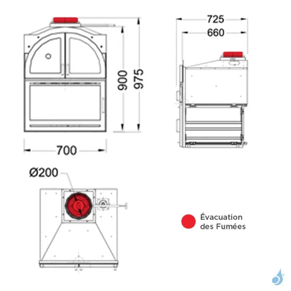 Insert à Bois Avec Four De Cuisson Hergom Aranda Puissance 12.5kW Sortie Fumée Supérieure – Image 2