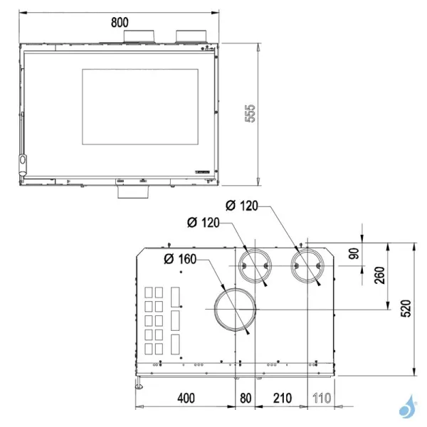Insert à Bois Canalisé La Nordica Inserto 80 High Pressure Puissance 7.9kW Sortie Fumée Supérieure – Image 2