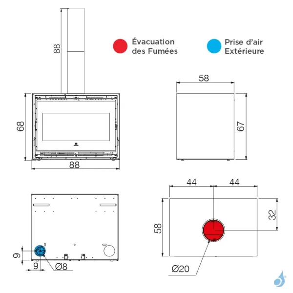 Insert à Bois EDILKAMIN Bench 65 Puissance 14.9kW Sortie Fumée Supérieure Ø20 Cm – Image 2
