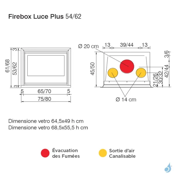 Insert à Bois EDILKAMIN Firebox Luce Plus 62 Puissance 9.6kW Sortie Fumée Supérieure Ø20 Cm – Image 2