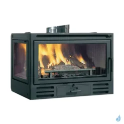 Insert à Bois EDILKAMIN Firebox Riga 49 DX Puissance 9.6kW Avec Vitre Latérale à Gauche Sortie Fumée Supérieure Ø20 Cm